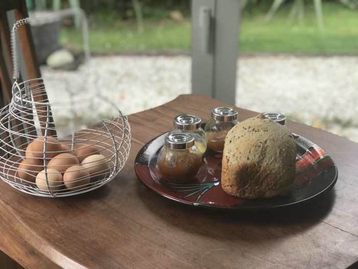 Photo of property: Homemade bread and jam ... happy chook eggs