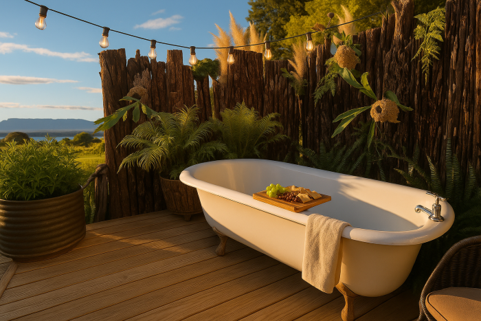Photo of property: Outdoor bath with instant hot water